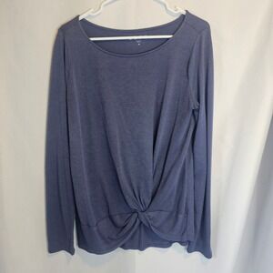 LOFT Women's Blue Long Sleeve Twist Front Top Tee T‎ Shirt Size M
